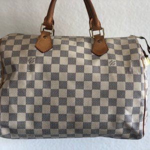 Louis Vuitton Speedy Bandouliere 30 White and Blue